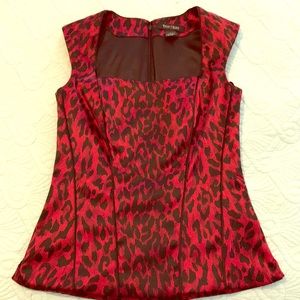 White House Black Market Red Cheetah Print Shirt